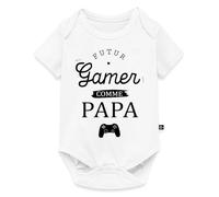 Spreadshirt Futur Gamer Comme Papa Body Manches Courtes Bébé Bio, 68 (3-6 mois), blanc