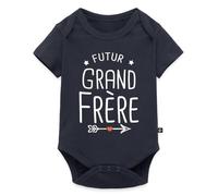 Spreadshirt Futur Grand Frère 2025 Humour Annonce Grossesse Body Manches Courtes Bébé Bio, 92 (1,5-2 ans), bleu marine
