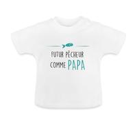 Spreadshirt Futur Pêcheur comme Papa Cadeau T Shirt Bébé Bio, 18-24 Mois, Blanc