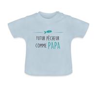 Spreadshirt Futur Pêcheur comme Papa Cadeau T Shirt Bébé Bio, 6-12 Mois, Bleu Clair