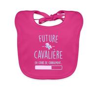 Spreadshirt® Future Cavalière En Cours De Chargement Humour Bavoir Bio Bébé, fuchsia