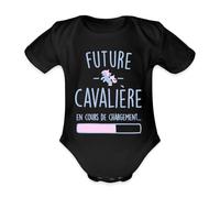 Spreadshirt Future Cavalière En Cours De Chargement Humour Body Bébé Bio Manches Courtes, 74 (6-9 mois), noir