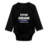 Spreadshirt® Future Gendarme Formation En Cours Humour Body Bébé Bio Manches Longues, 0-3 mois, noir