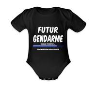 Spreadshirt Future Gendarme Formation En Cours Humour Body Manches Courtes Bébé Bio, 68 (3-6 mois), noir