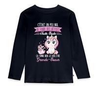 Spreadshirt Future Grand Soeur Drôle Annonce Grossesse Licorne T-Shirt Manches Longues Premium Enfant, 98/104 (2 Ans), Bleu Marine
