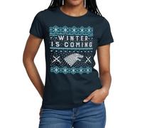 Spreadshirt Game of Thrones Winter is Coming T Shirt Femme, M, Marine