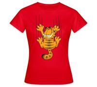 Spreadshirt Garfield Égratignures Éraflure T-Shirt Femme, L, Rouge