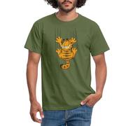 Spreadshirt Garfield Égratignures Éraflure T-Shirt Homme, XL, Vert Militaire
