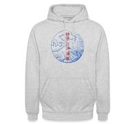 Spreadshirt Grande Vague Japon Asiatique Mer Hokusai Sweat À Capuche Unisexe, L, Gris Clair chiné
