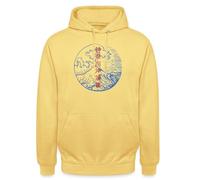 Spreadshirt Grande Vague Japon Asiatique Mer Hokusai Sweat À Capuche Unisexe, M, Jaune Citron