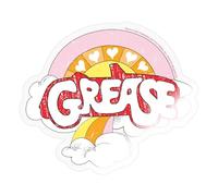 Spreadshirt Grease Logo En Couleurs Pastel Avec Arc-En-Ciel Autocollant Sticker, 10 x 10 cm, brillant transparent