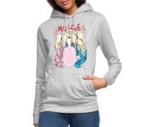 Spreadshirt Harley Quinn Amour Fou Sweat À Capuche Femme, XL, Gris Clair chiné