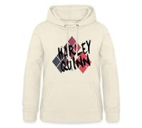 Spreadshirt Harley Quinn Losange Noir Logo BD Film DC Comics Sweat À Capuche Femme, S, Vanille