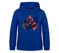 Spreadshirt Harley Quinn Losange Noir Logo BD Film DC Comics Sweat À Capuche Femme, XXL, Bleu Royal