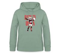 Spreadshirt Harley Quinn Marteau Mignonne et Folle Harleen Frances Quinzel Sweat À Capuche Femme, XXL, Vert-de-Gris