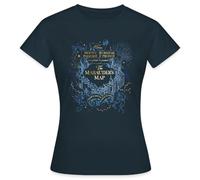 Spreadshirt Harry Potter Carte du Maraudeur - Hogwarts/Poudlard - Marque Officielle T Shirt Femme, S, Marine