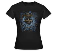Spreadshirt Harry Potter Carte du Maraudeur - Hogwarts/Poudlard - Marque Officielle T Shirt Femme, XXL, Noir
