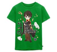Spreadshirt Harry Potter Chibi Hedwige Nimbus Quidditch Gryffondor Gryffindor T Shirt Enfant Premium, 134/140 (8 Ans), Vert