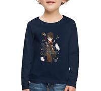 Spreadshirt Harry Potter Chibi Hedwige Nimbus Quidditch Gryffondor Gryffindor T-Shirt Manches Longues Premium Enfant, 134/140 (8 Ans), Bleu Marine