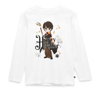 Spreadshirt Harry Potter Chibi Hedwige Nimbus Quidditch Gryffondor Gryffindor T Shirt Manches Longues Enfant Premium, 134/140 (8 Ans), Blanc
