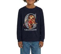 Spreadshirt Harry Potter Emblème Gryffindor/Gryffondor Monochrome T-Shirt Manches Longues Ado Premium, 146/152 (10 Ans), Bleu Marine