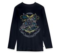 Spreadshirt Harry Potter Emblème Hogwarts Draco Dormiens Vintage T-Shirt Manches Longues Premium Ado, 158/164 (12 Ans), Bleu Marine