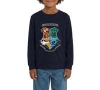 Spreadshirt Harry Potter Emblème Hogwarts Logo T-Shirt Manches Longues Ado Premium, 146/152 (10 Ans), Bleu Marine