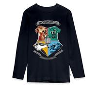 Spreadshirt Harry Potter Emblème Hogwarts Logo T-Shirt Manches Longues Ado Premium, 158/164 (12 Ans), Bleu Marine