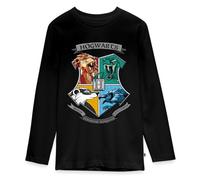 Spreadshirt Harry Potter Emblème Hogwarts Logo T-Shirt Manches Longues Ado Premium, 158/164 (12 Ans), Noir