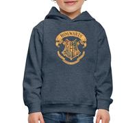 Spreadshirt Harry Potter Emblème Hogwarts Vintage Licence Officielle Pull À Capuche Premium Enfant, 122/128 (7-8 Ans), Bleu Jeans