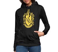 Spreadshirt Harry Potter Emblème Hufflepuff/Poufsouffle - Hogwarts/Poudlard Sweat À Capuche Femme, XL, Noir