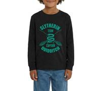 Spreadshirt Harry Potter Emblème Serpentard/Slytherin Quidditch T-Shirt Manches Longues Ado Premium, 158/164 (12 Ans), Noir