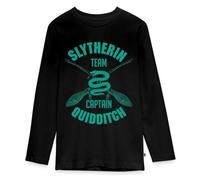 Spreadshirt Harry Potter Emblème Serpentard/Slytherin Quidditch T-Shirt Manches Longues Premium Ado, 158/164 (12 Ans), Noir