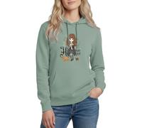 Spreadshirt Harry Potter Hermione Granger Chibi Sweat À Capuche Femme, XL, Vert-de-Gris