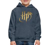 Spreadshirt Harry Potter Logo Le Vif d'or Cadeau Magique Pull À Capuche Premium Enfant, 122/128 (7-8 Ans), Bleu Jeans