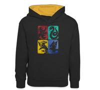 Spreadshirt Harry Potter Maisons Poudlard Sweat À Capuche Contrasté Ado, XL (12/13 Ans), Noir/Or