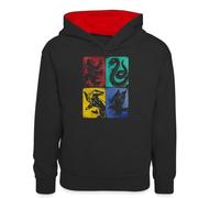 Spreadshirt Harry Potter Maisons Poudlard Sweat À Capuche Contrasté Ado, XL (12/13 Ans), Noir/Rouge