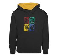 Spreadshirt Harry Potter Maisons Poudlard Sweat À Capuche Contrasté Enfant, S (5/6 Ans), Noir/Or