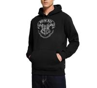 Spreadshirt Harry Potter Poudlard Emblème Blanc Marque Officielle Sweat À Capuche Homme Premium, M, Noir