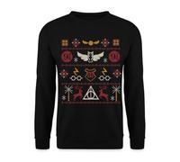 Spreadshirt Harry Potter Ugly Christmas Sweater/Pull Noël Moche - Marchandise Sweat-Shirt Unisexe, M, Noir
