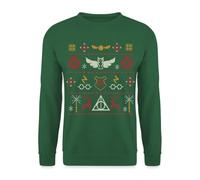 Spreadshirt Harry Potter Ugly Christmas Sweater/Pull Noël Moche - Marchandise Sweat Unisexe, L, Vert foncé