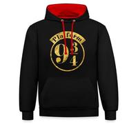 Spreadshirt Harry Potter Voie 9 3/4 Or Hogwarts Express/Train Poudlard Sweat À Capuche Contrasté Unisexe, S, Noir/Rouge