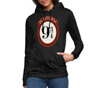 Spreadshirt Harry Potter Voie 9 3/4 Or Hogwarts Express/Train Poudlard Sweat À Capuche Femme, L, Noir