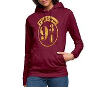 Spreadshirt Harry Potter Voie 9 3/4 Or Hogwarts Express/Train Poudlard Sweat À Capuche Femme, M, Bordeaux