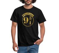 Spreadshirt Harry Potter Voie 9 3/4 Or Hogwarts Express/Train Poudlard T-Shirt Homme, 3XL, Noir