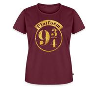 Spreadshirt Harry Potter Voie 9 3/4 Or Hogwarts Express/Train Poudlard T-Shirt Premium Femme, XL, Bourgogne