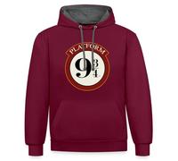 Spreadshirt Harry Potter Voie 9 3/4 Train Rouge/Hogwarts Express Sweat À Capuche Contrasté Unisexe, M, Bordeaux/Anthracite