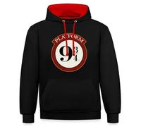 Spreadshirt Harry Potter Voie 9 3/4 Train Rouge/Hogwarts Express Sweat À Capuche Contrasté Unisexe, M, Noir/Rouge