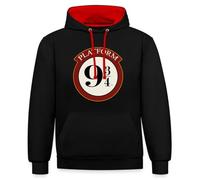 Spreadshirt Harry Potter Voie 9 3/4 Train Rouge/Hogwarts Express Sweat À Capuche Contrasté Unisexe, XL, Noir/Rouge