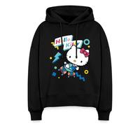 Spreadshirt Hello Kitty avec des Patins À roulettes Sweat à Capuche Bio Coupe Boxy, XXL, Noir